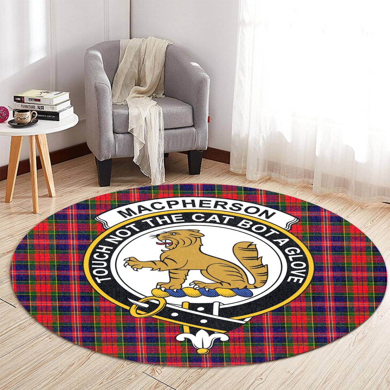 MacPherson Modern Tartan Crest Round Rug