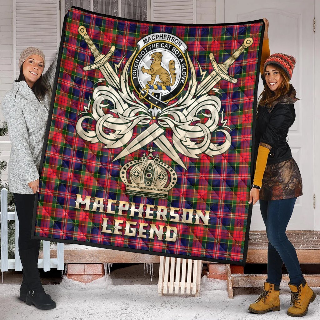 MacPherson Modern Tartan Crest Legend Gold Royal Premium Quilt