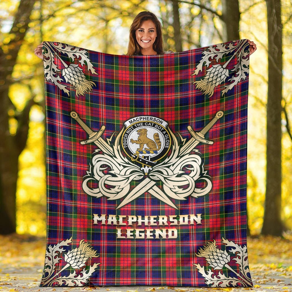 MacPherson Modern Tartan Gold Courage Symbol Blanket