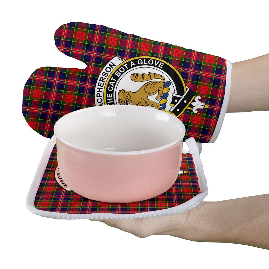 MacPherson Modern Tartan Crest Oven Mitt And Pot Holder (2 Oven Mitts + 1 Pot Holder)