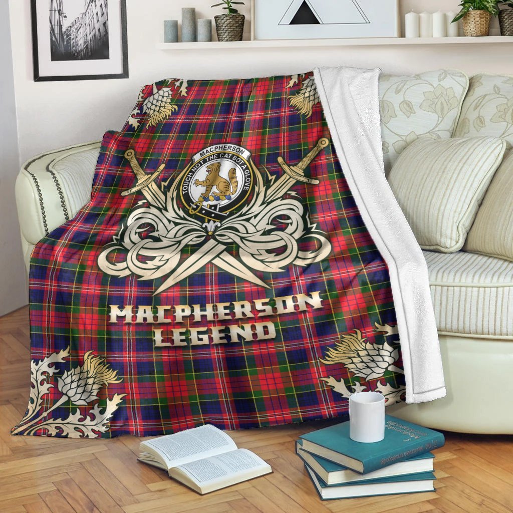 MacPherson Modern Tartan Gold Courage Symbol Blanket