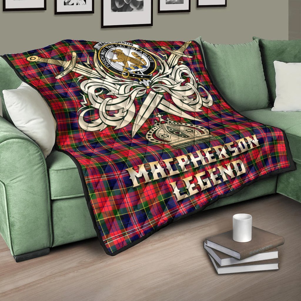 MacPherson Modern Tartan Crest Legend Gold Royal Premium Quilt