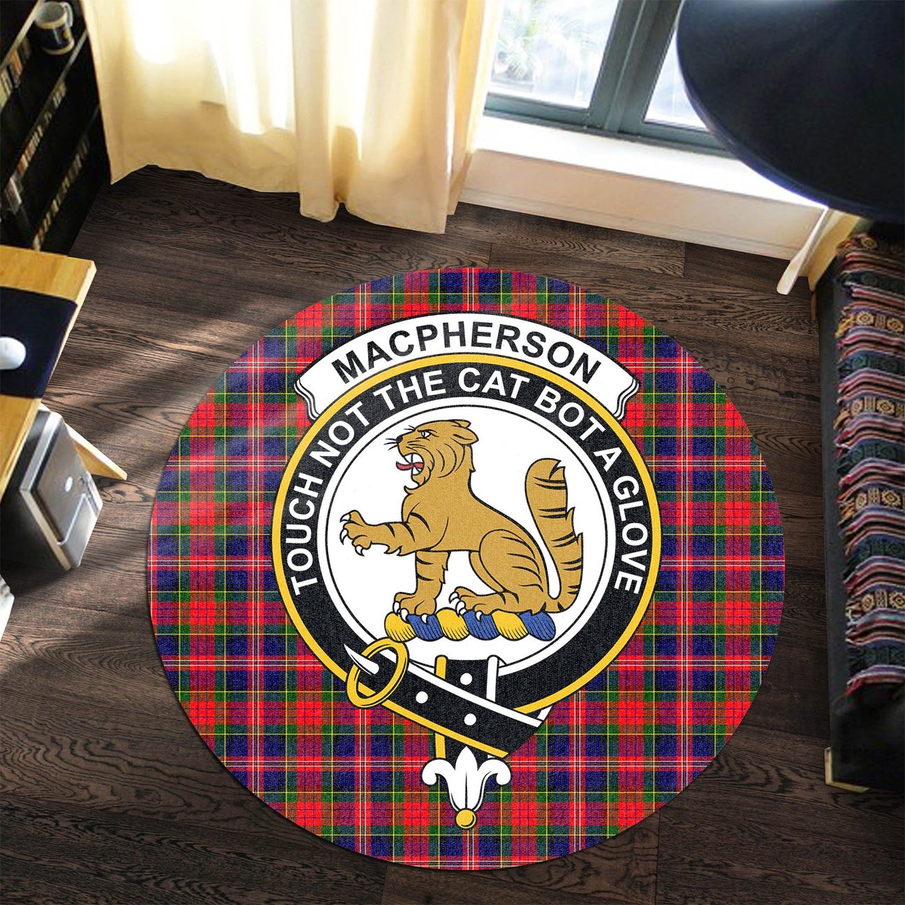 MacPherson Modern Tartan Crest Round Rug