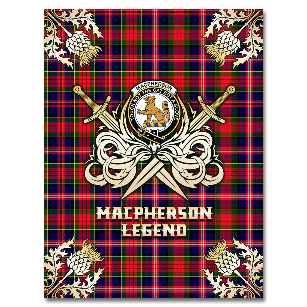 MacPherson Modern Tartan Gold Courage Symbol Blanket