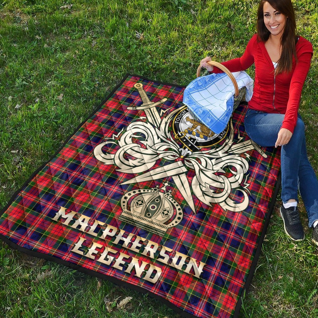 MacPherson Modern Tartan Crest Legend Gold Royal Premium Quilt