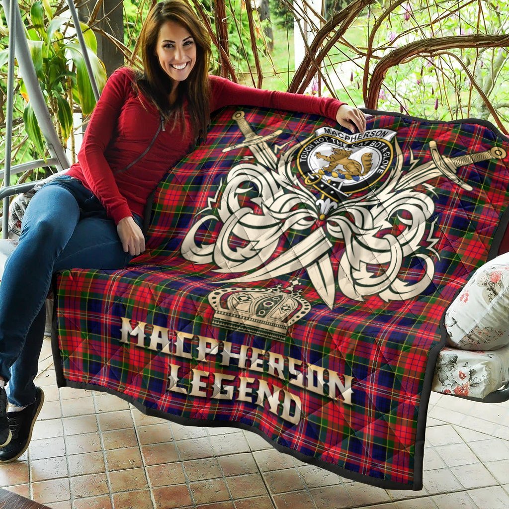 MacPherson Modern Tartan Crest Legend Gold Royal Premium Quilt