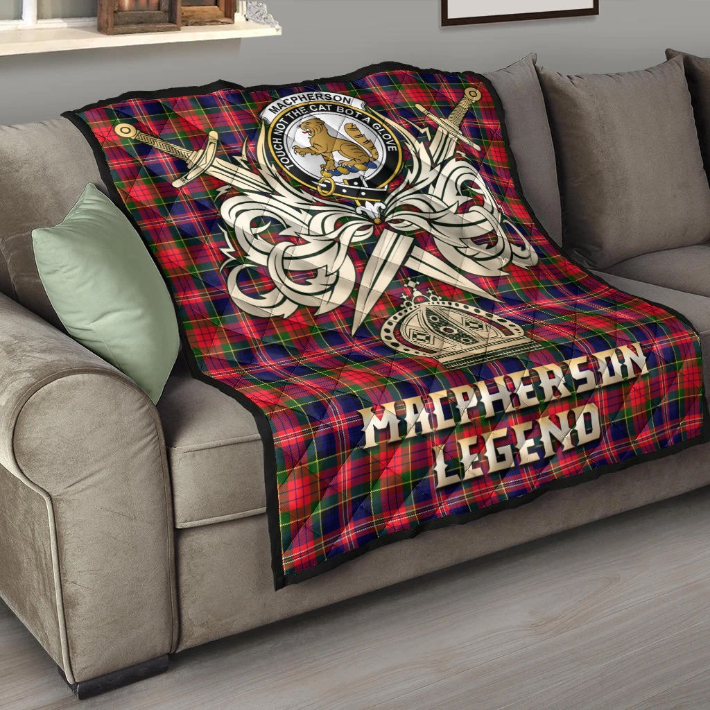 MacPherson Modern Tartan Crest Legend Gold Royal Premium Quilt