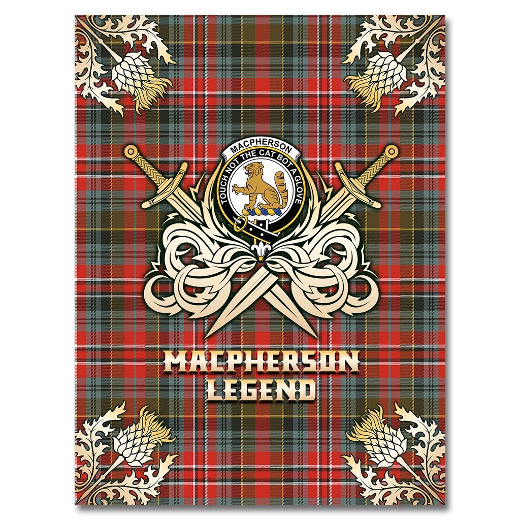 MacPherson Weathered Tartan Gold Courage Symbol Blanket