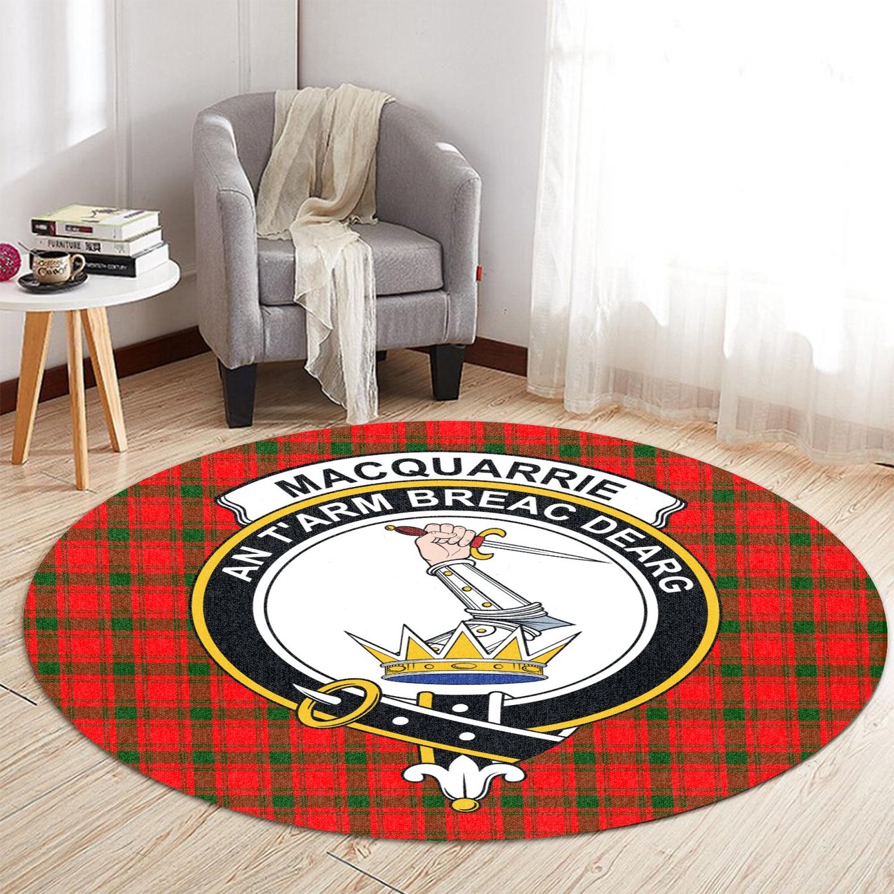 MacQuarrie Modern Tartan Crest Round Rug