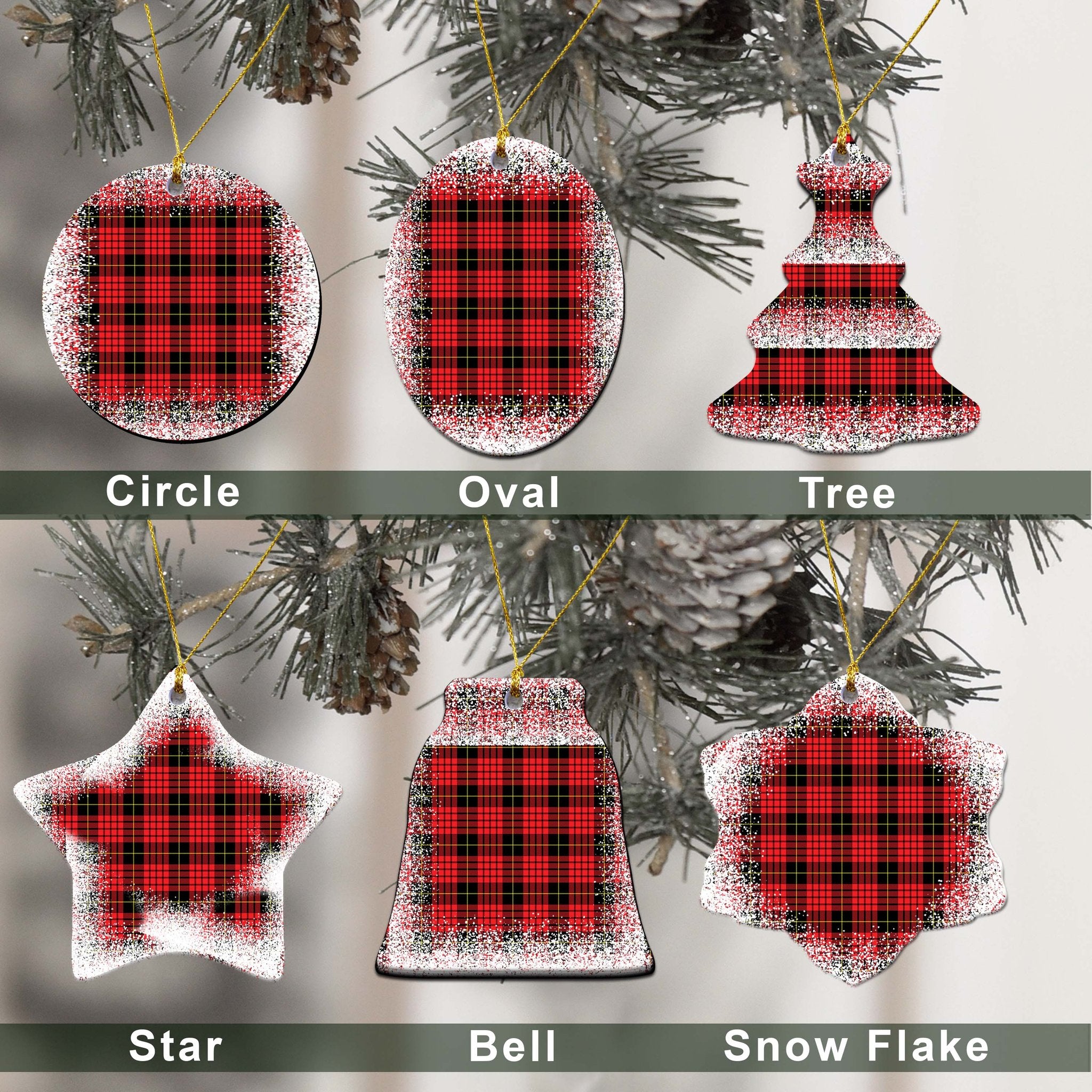 MacQueen Tartan Christmas Ceramic Ornament - Snow Style