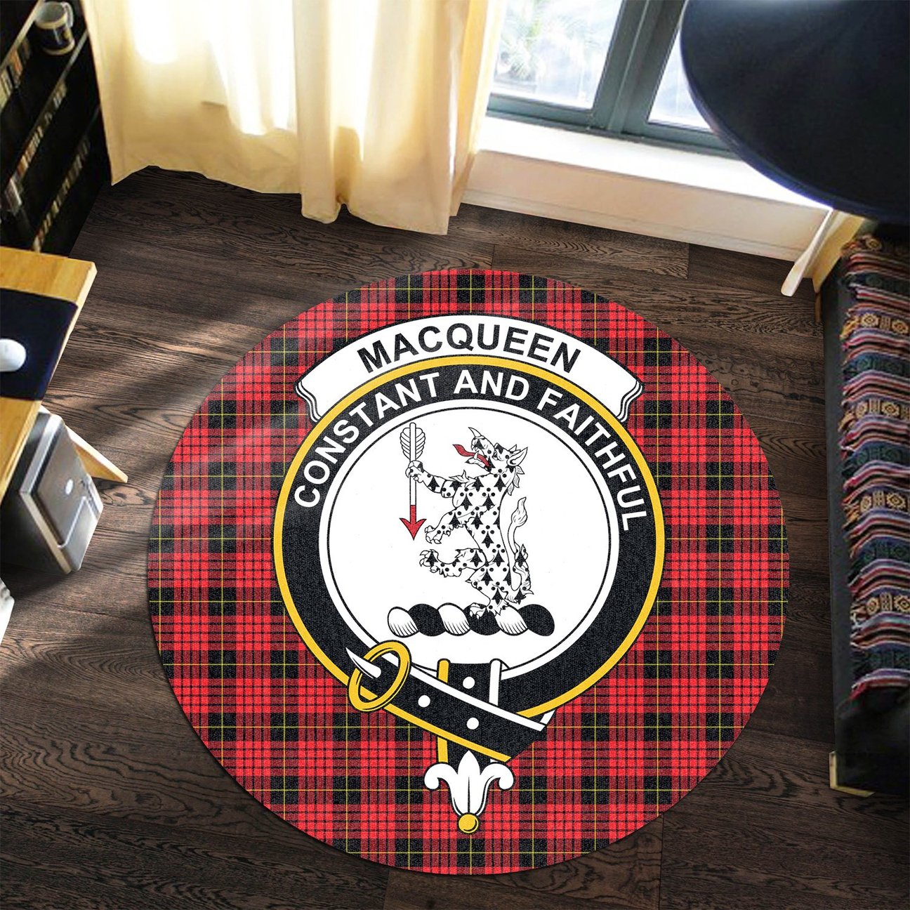 MacQueen Modern Tartan Crest Round Rug