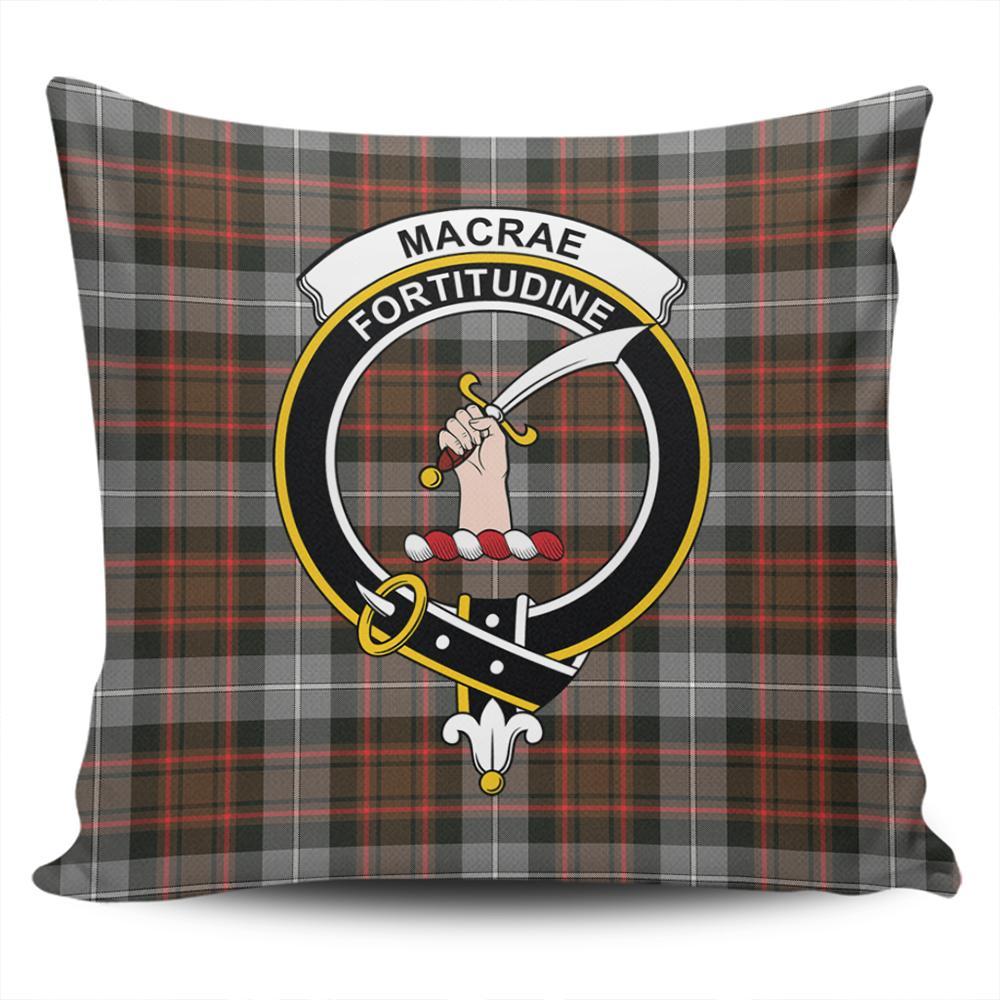 Scottish MacRae Hunting Weathered Tartan Crest Pillow Cover - Tartan Cushion Cover