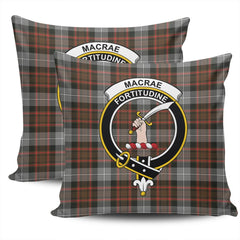Scottish MacRae Hunting Weathered Tartan Crest Pillow Cover - Tartan Cushion Cover