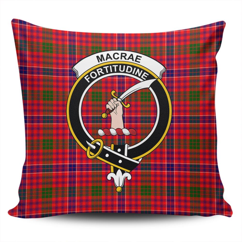 Scottish MacRae Modern Tartan Crest Pillow Cover - Tartan Cushion Cover