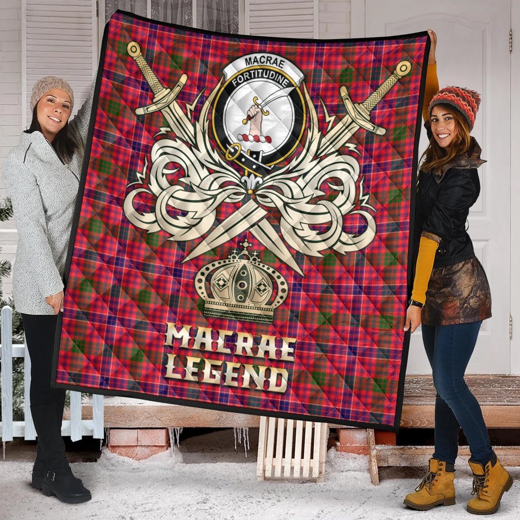 MacRae Modern Tartan Crest Legend Gold Royal Premium Quilt