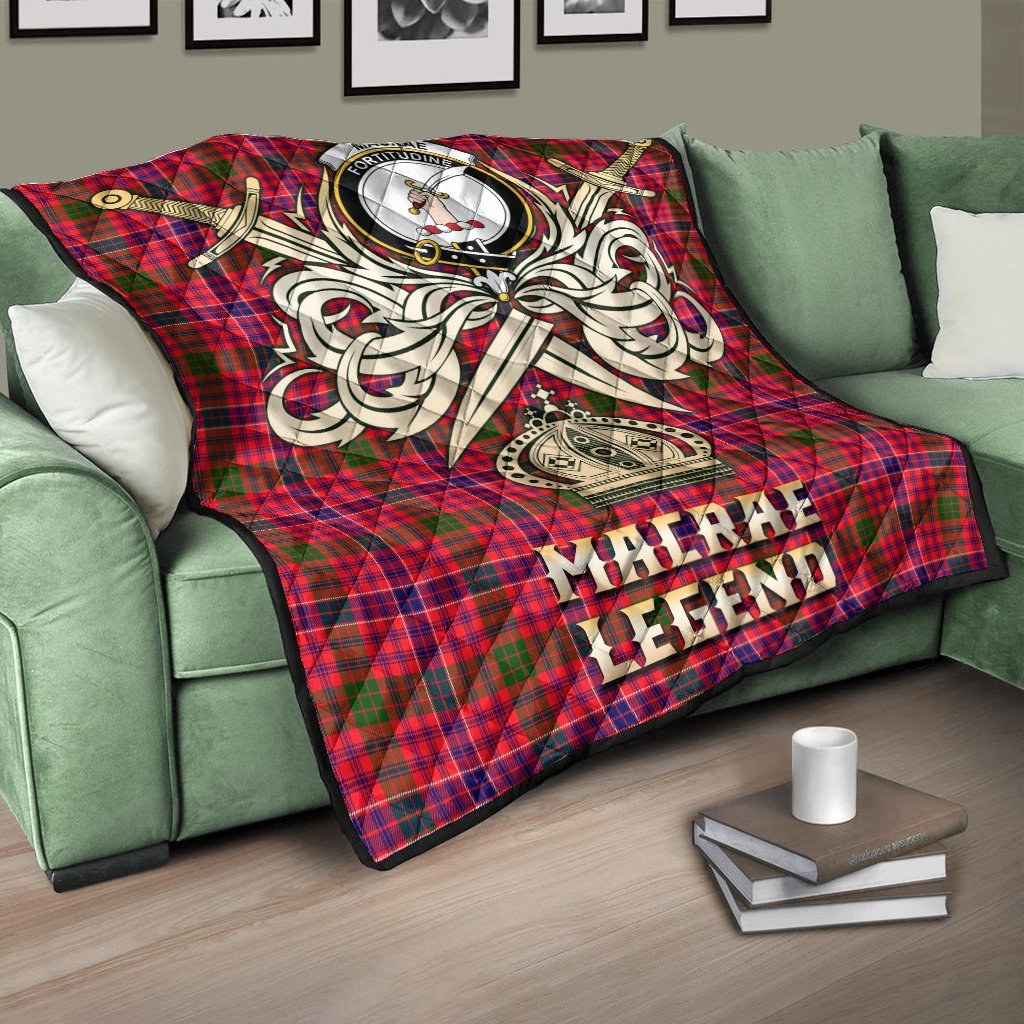 MacRae Modern Tartan Crest Legend Gold Royal Premium Quilt