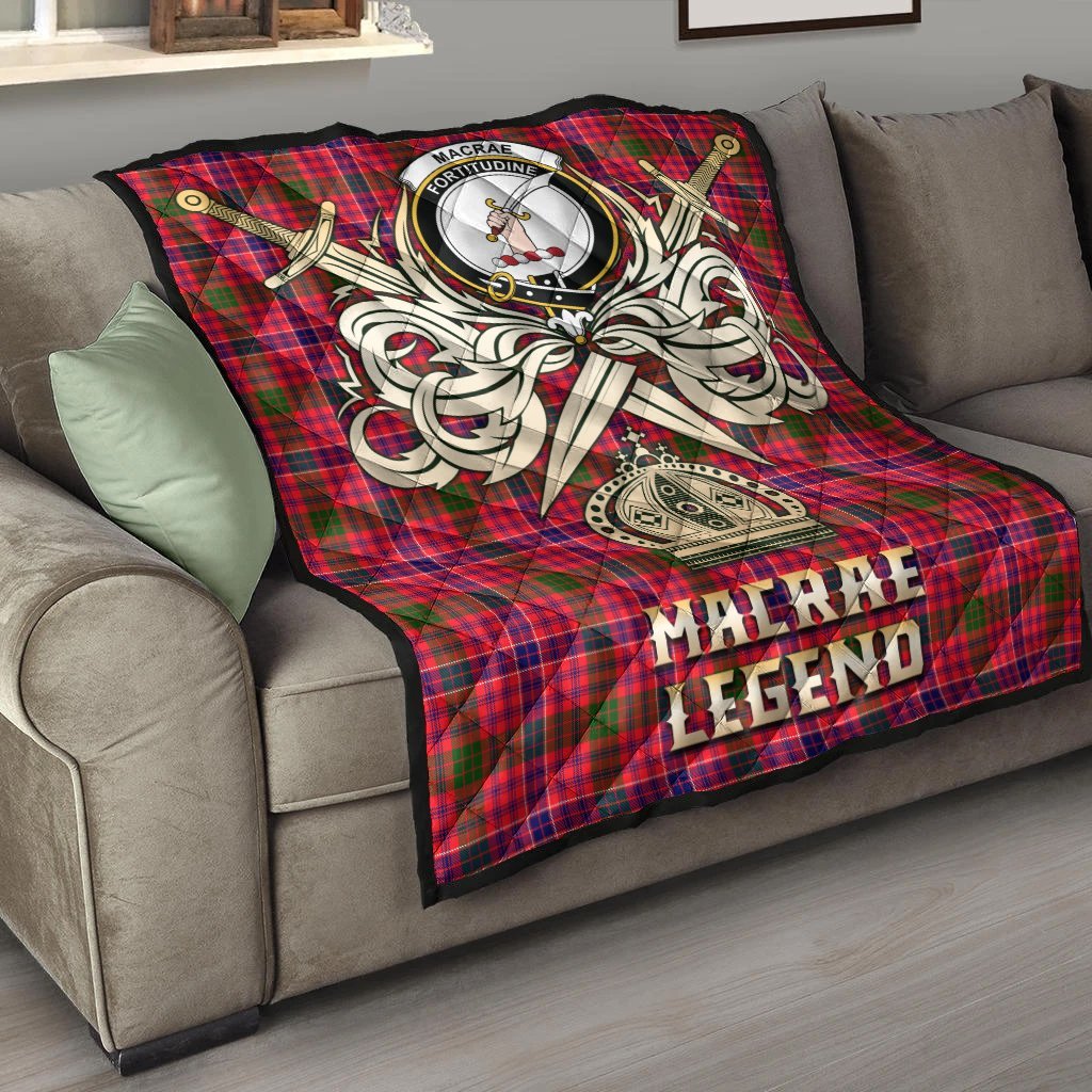 MacRae Modern Tartan Crest Legend Gold Royal Premium Quilt