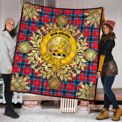 MacTavish Modern Tartan Crest Premium Quilt - Gold Thistle Style