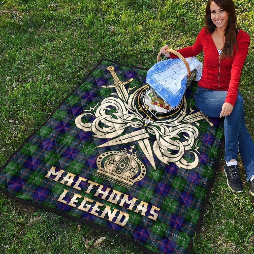 MacThomas Modern Tartan Crest Legend Gold Royal Premium Quilt