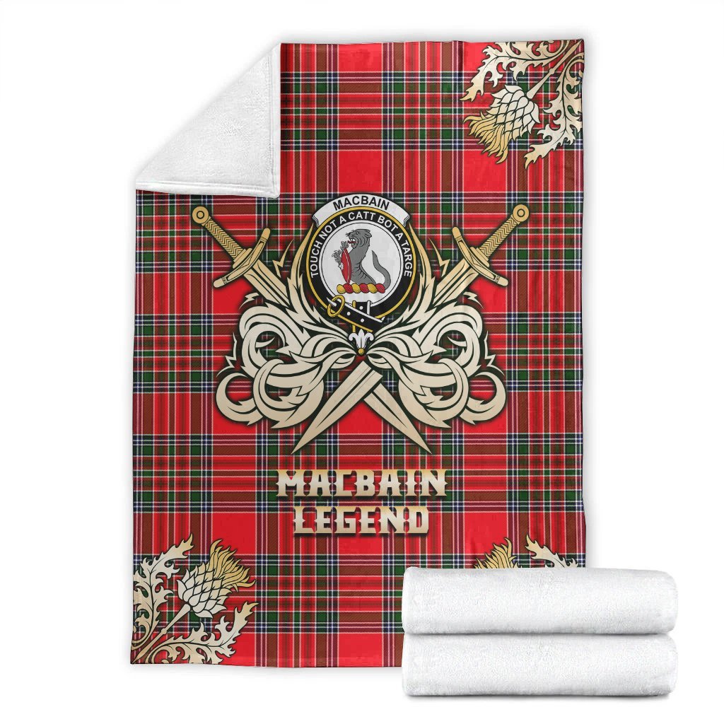 Macbain Tartan Gold Courage Symbol Blanket