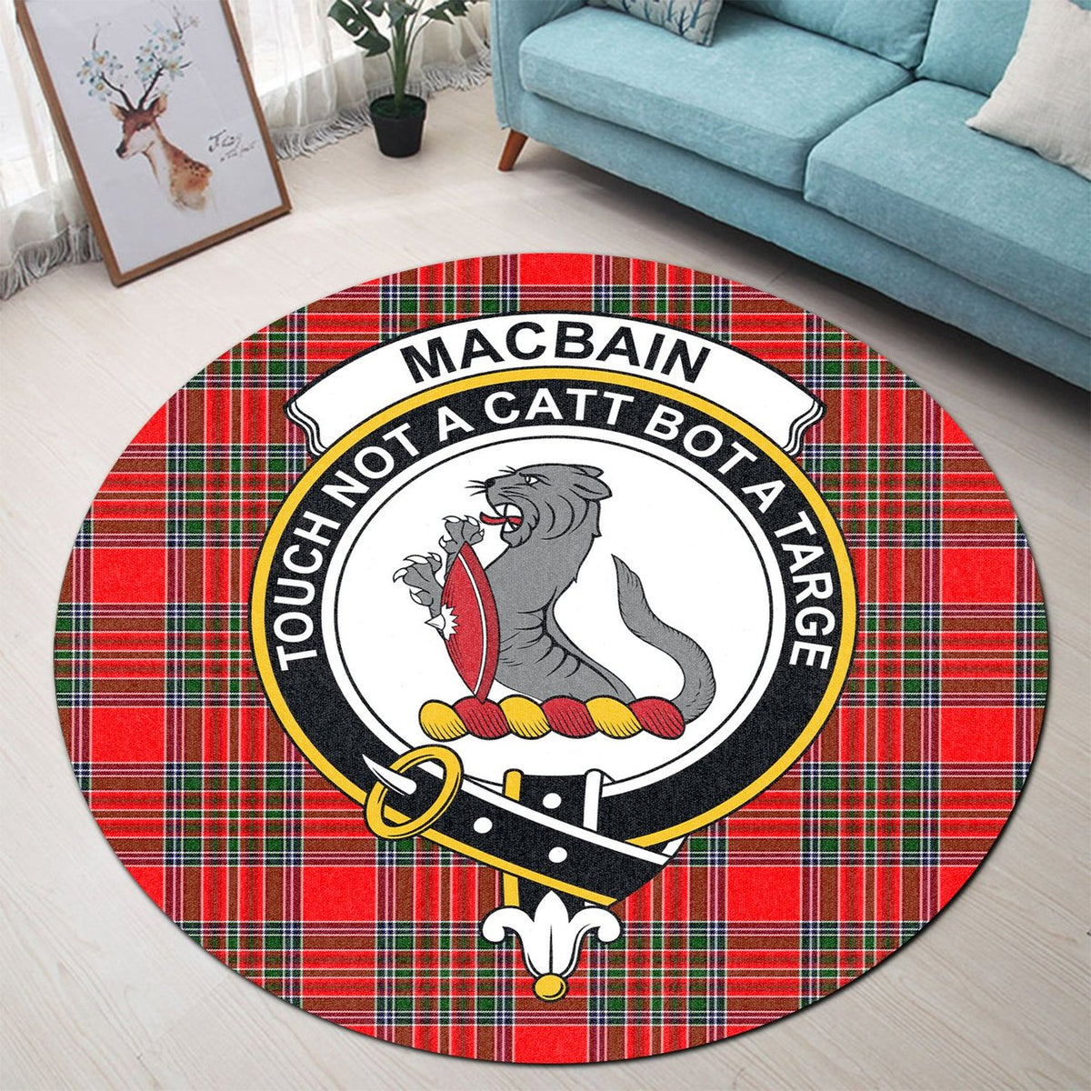 Macbain Tartan Crest Round Rug