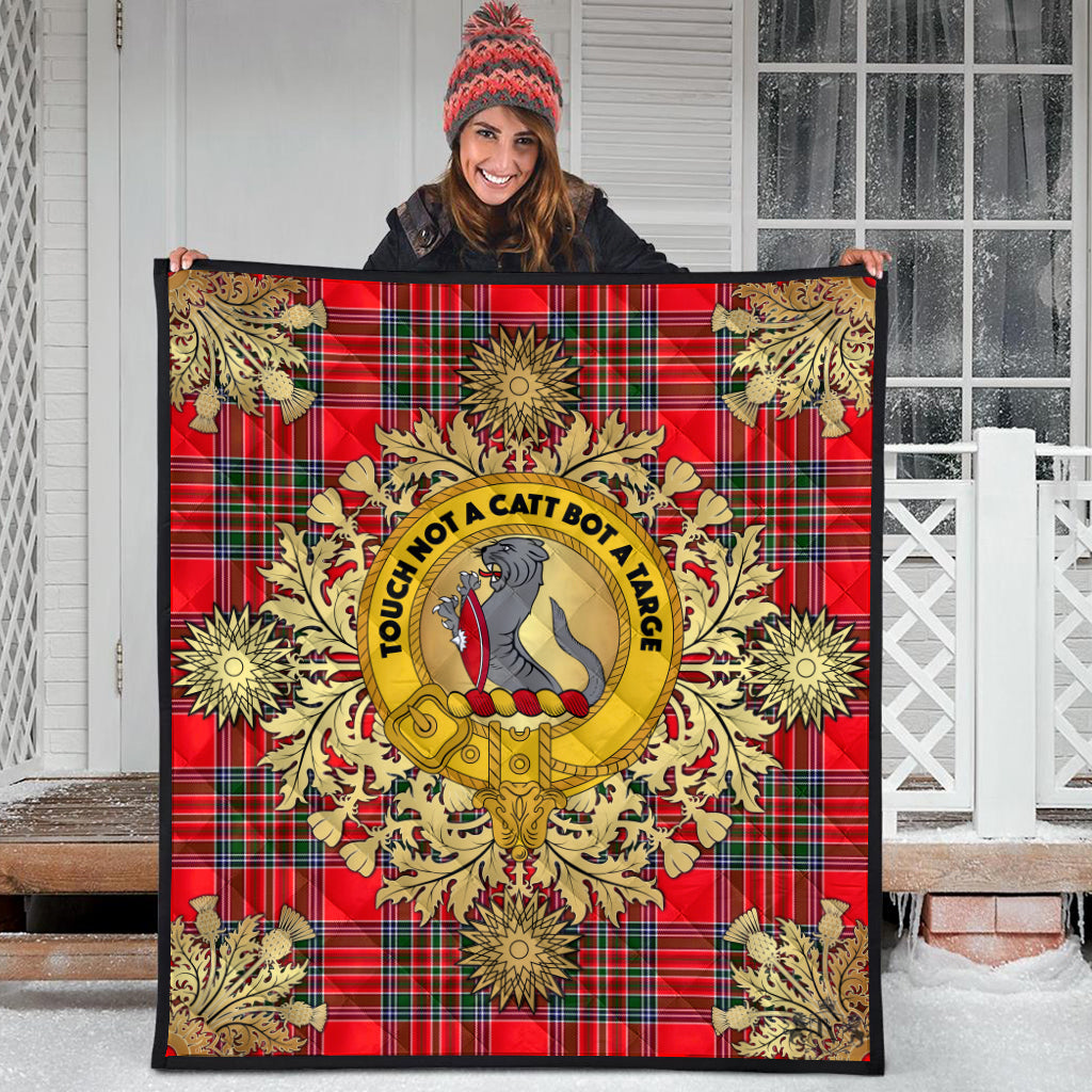 MacBain Tartan Crest Premium Quilt - Gold Thistle Style