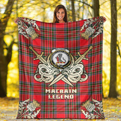 Macbain Tartan Gold Courage Symbol Blanket