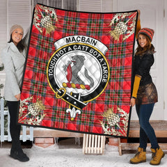 Macbain Tartan Crest Premium Quilt - Gold Thistle Style