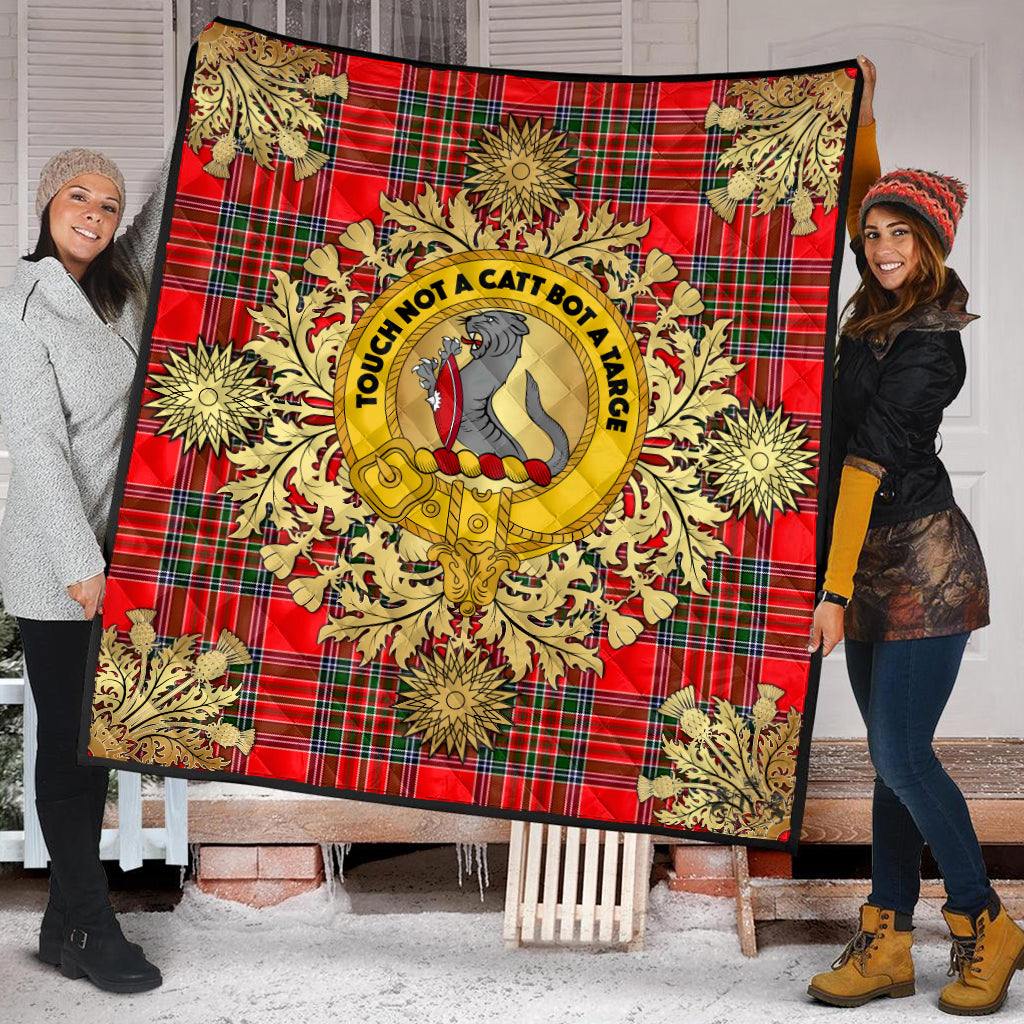 MacBain Tartan Crest Premium Quilt - Gold Thistle Style