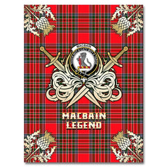 Macbain Tartan Gold Courage Symbol Blanket