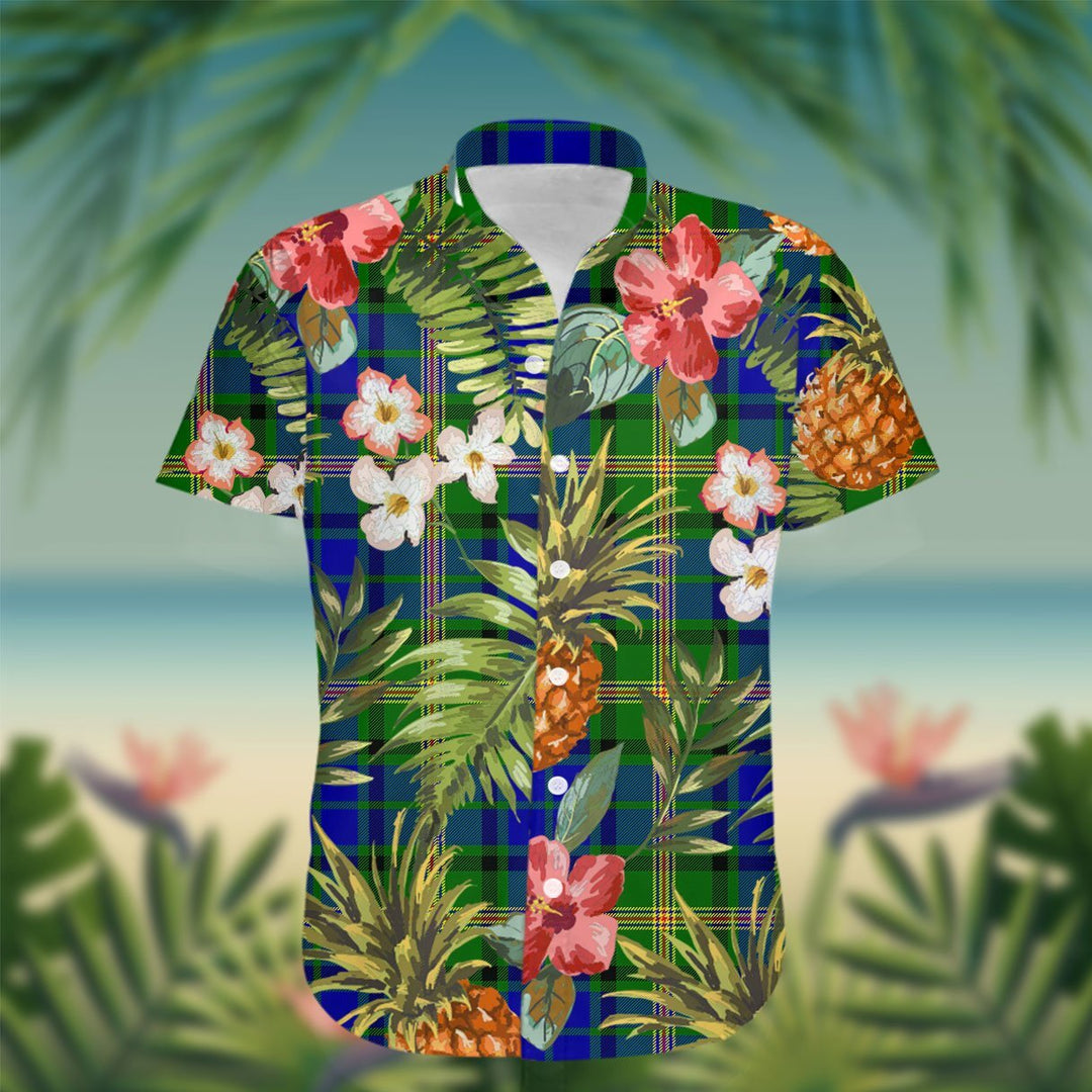 Maitland Tartan Hawaiian Shirt Hibiscus, Coconut, Parrot, Pineapple - Tropical Garden Shirt