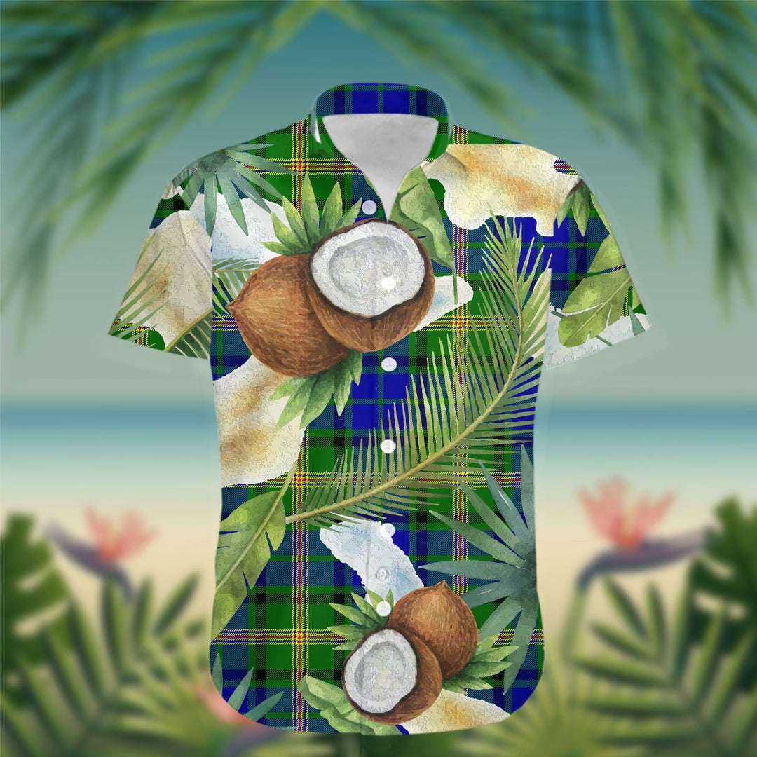 Maitland Tartan Hawaiian Shirt Hibiscus, Coconut, Parrot, Pineapple - Tropical Garden Shirt