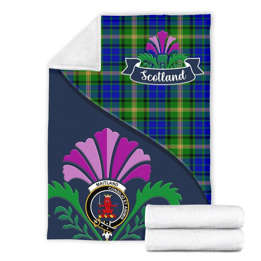 Maitland Tartan Crest Premium Blanket - Thistle Style