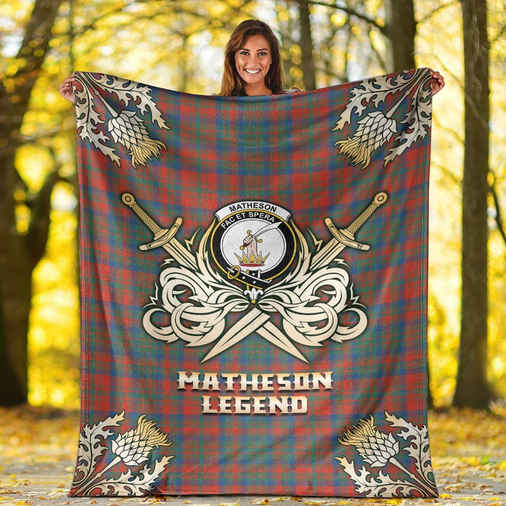 Matheson Ancient Tartan Gold Courage Symbol Blanket