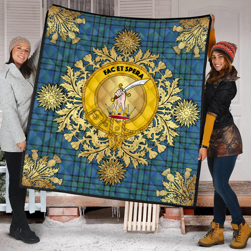 Matheson Hunting Ancient Tartan Crest Premium Quilt - Gold Thistle Style