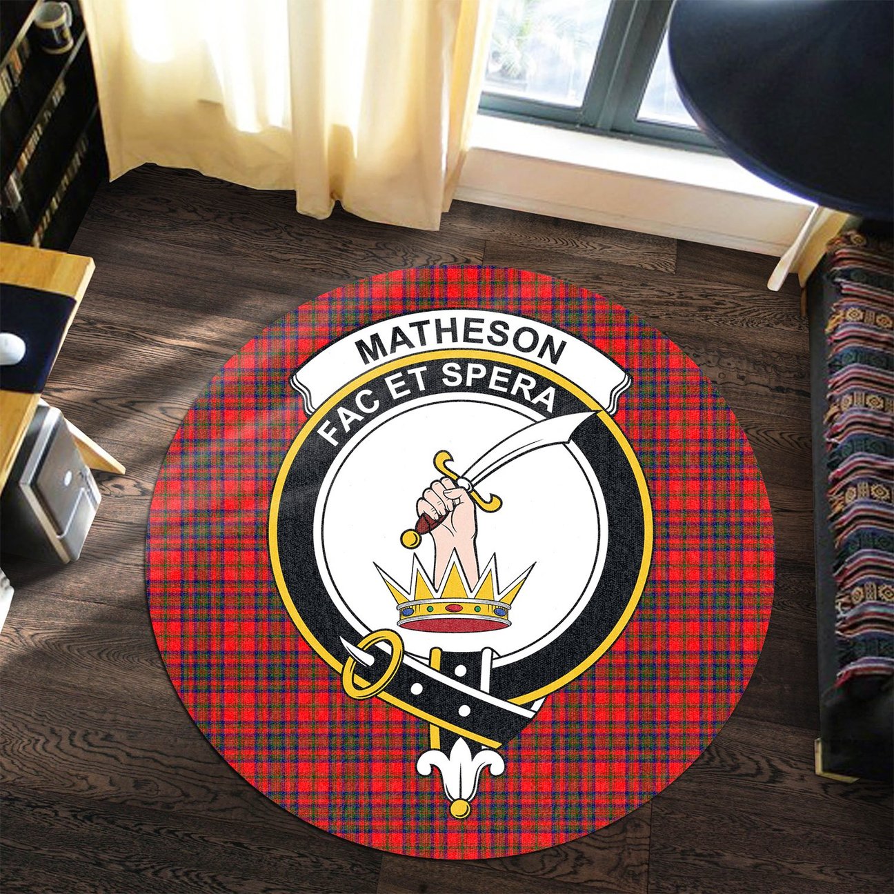 Matheson Modern Tartan Crest Round Rug