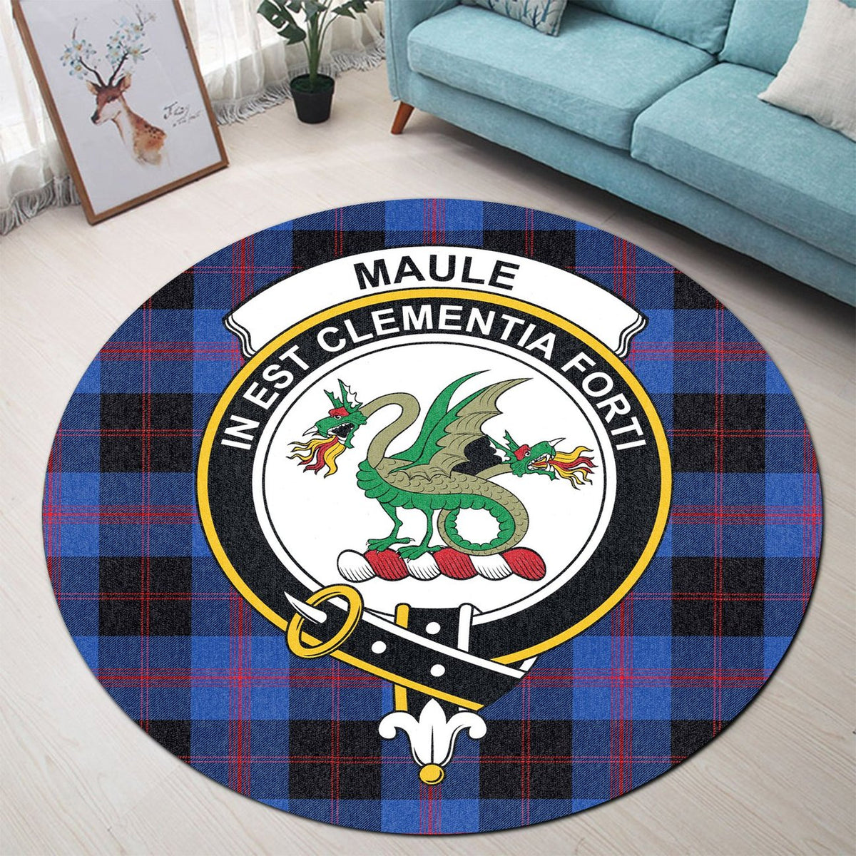 Maule Tartan Crest Round Rug