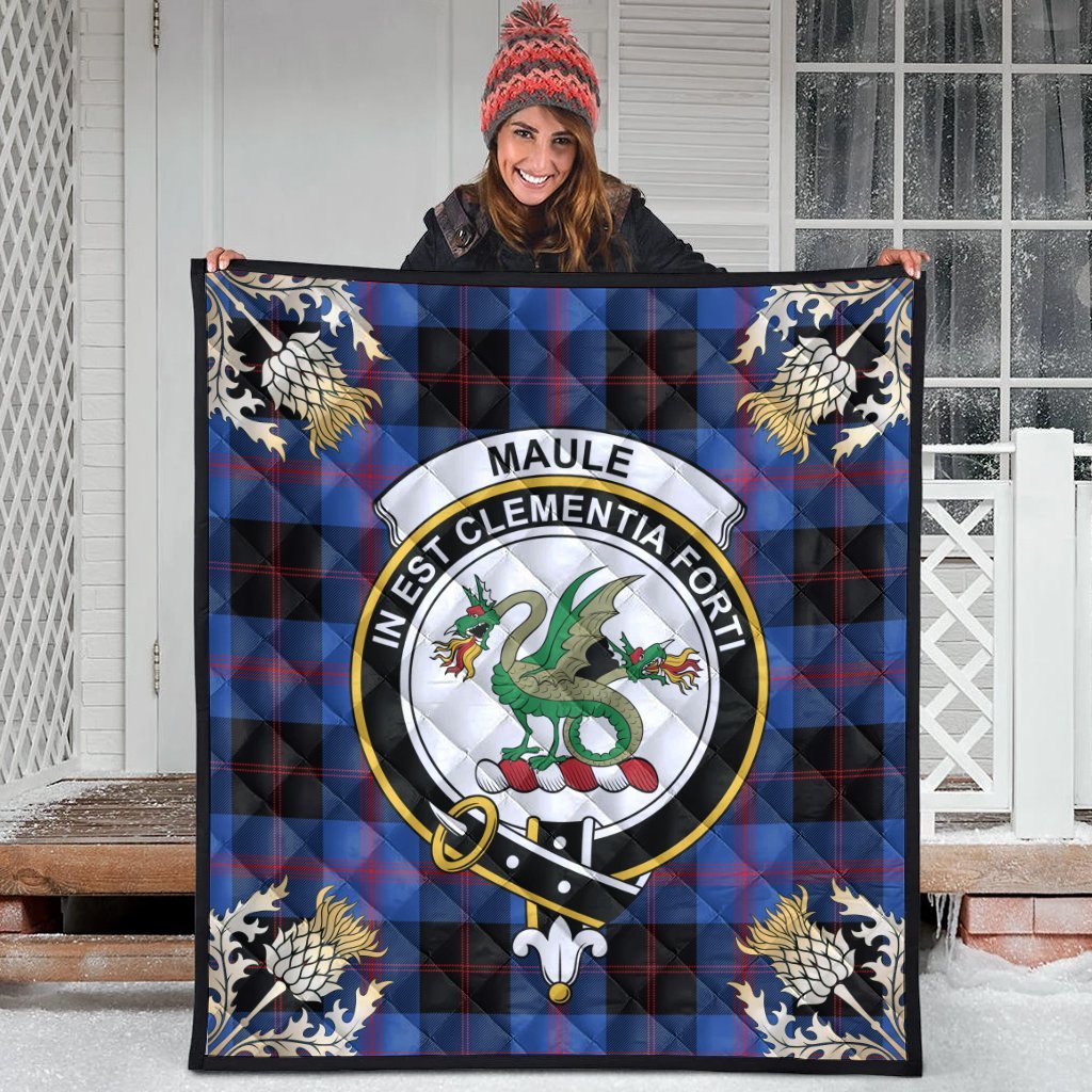 Maule Tartan Crest Premium Quilt - Gold Thistle Style