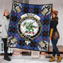 Maule Tartan Crest Premium Quilt - Gold Thistle Style