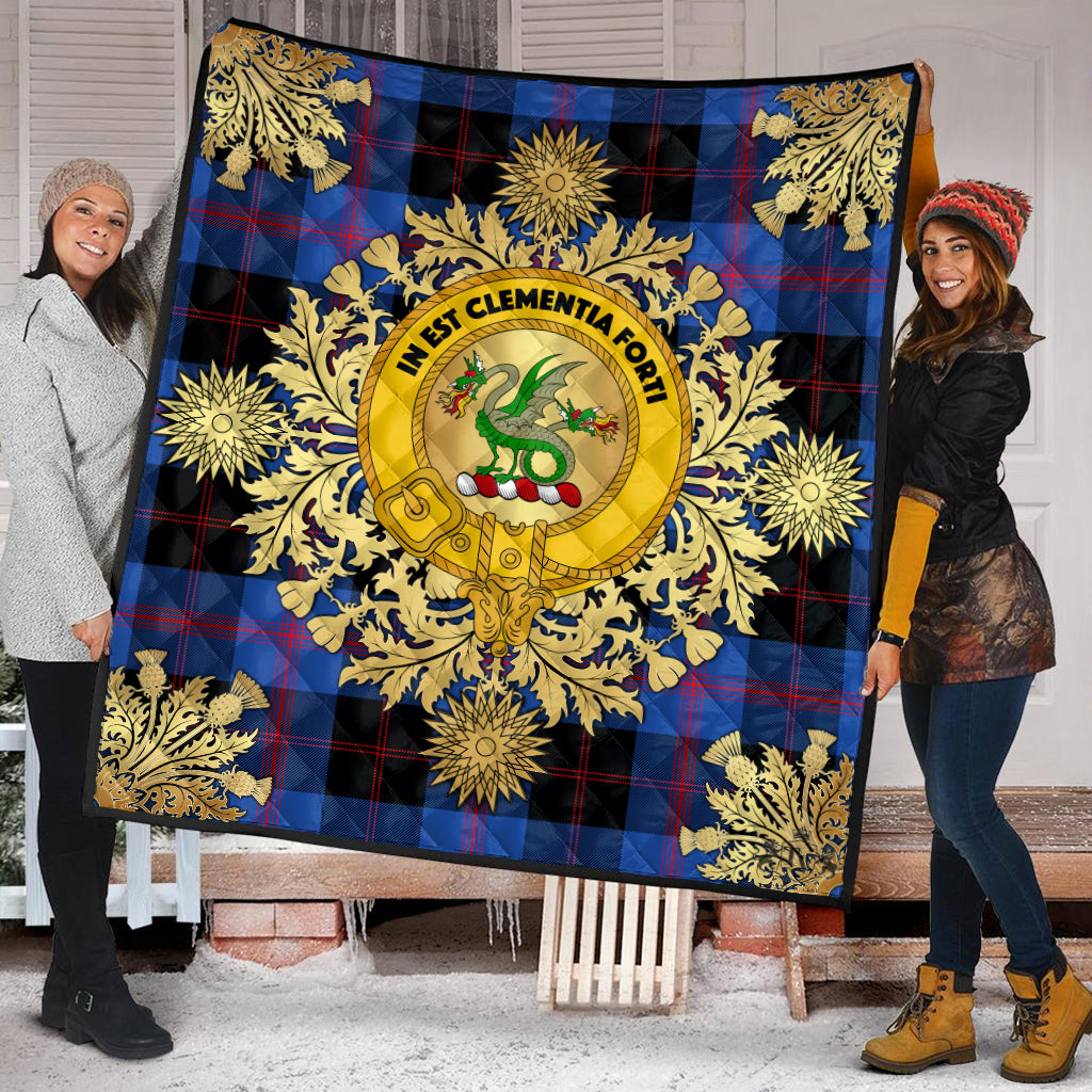 Maule Tartan Crest Premium Quilt - Gold Thistle Style