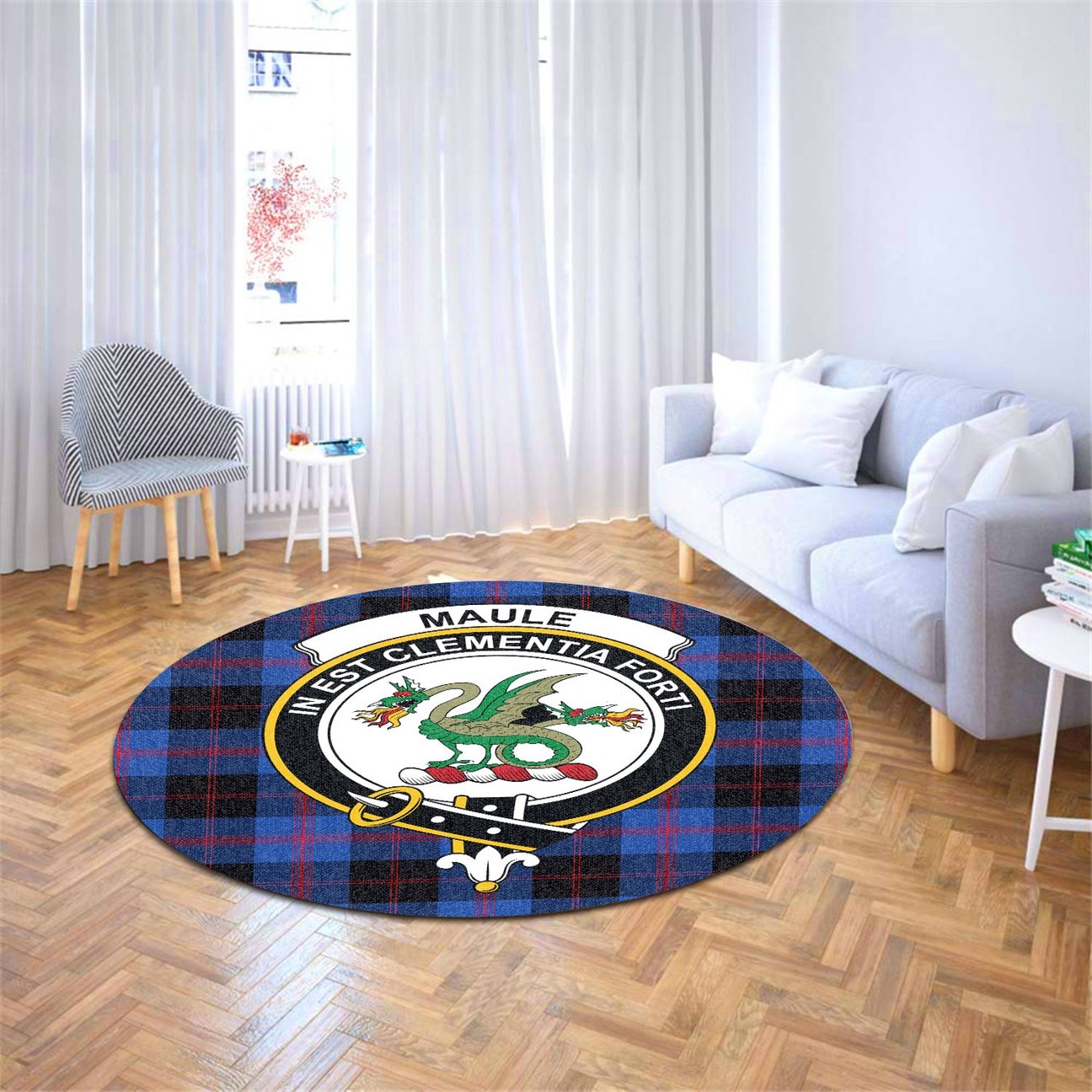 Maule Tartan Crest Round Rug