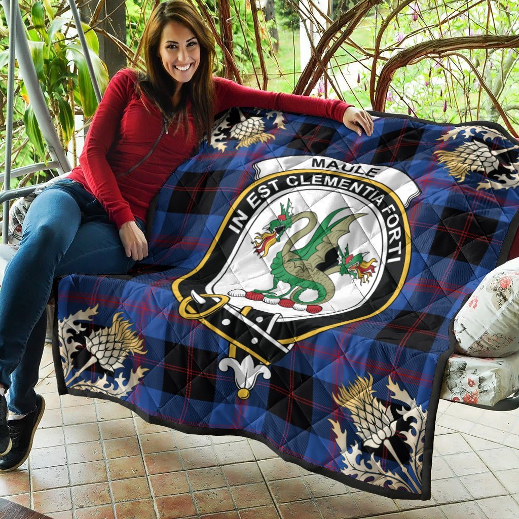 Maule Tartan Crest Premium Quilt - Gold Thistle Style