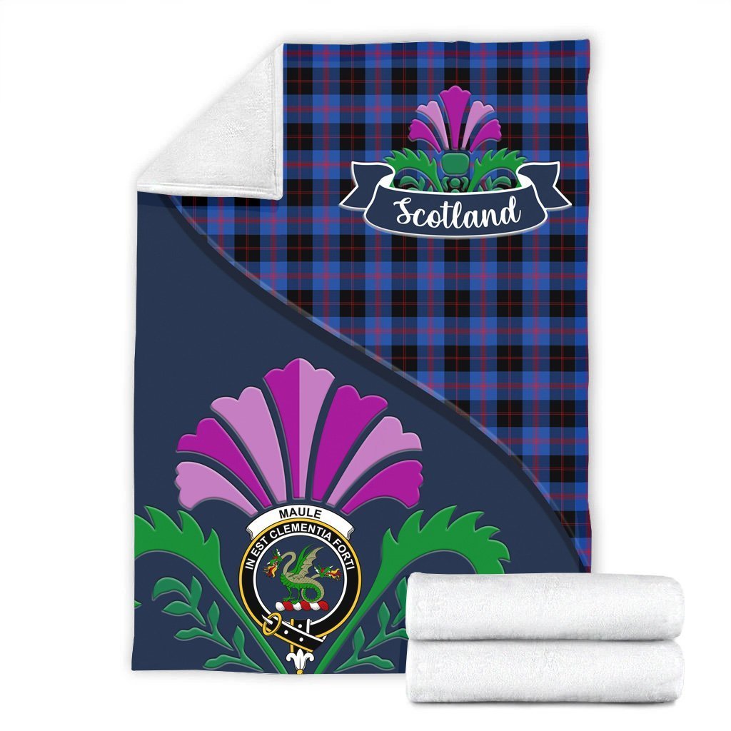 Maule Tartan Crest Premium Blanket - Thistle Style