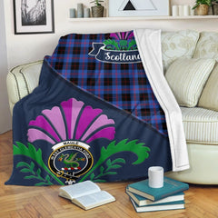 Maule Tartan Crest Premium Blanket - Thistle Style