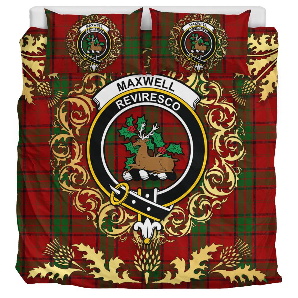 Maxwell Tartan Crest Bedding Set - Golden Thistle Style