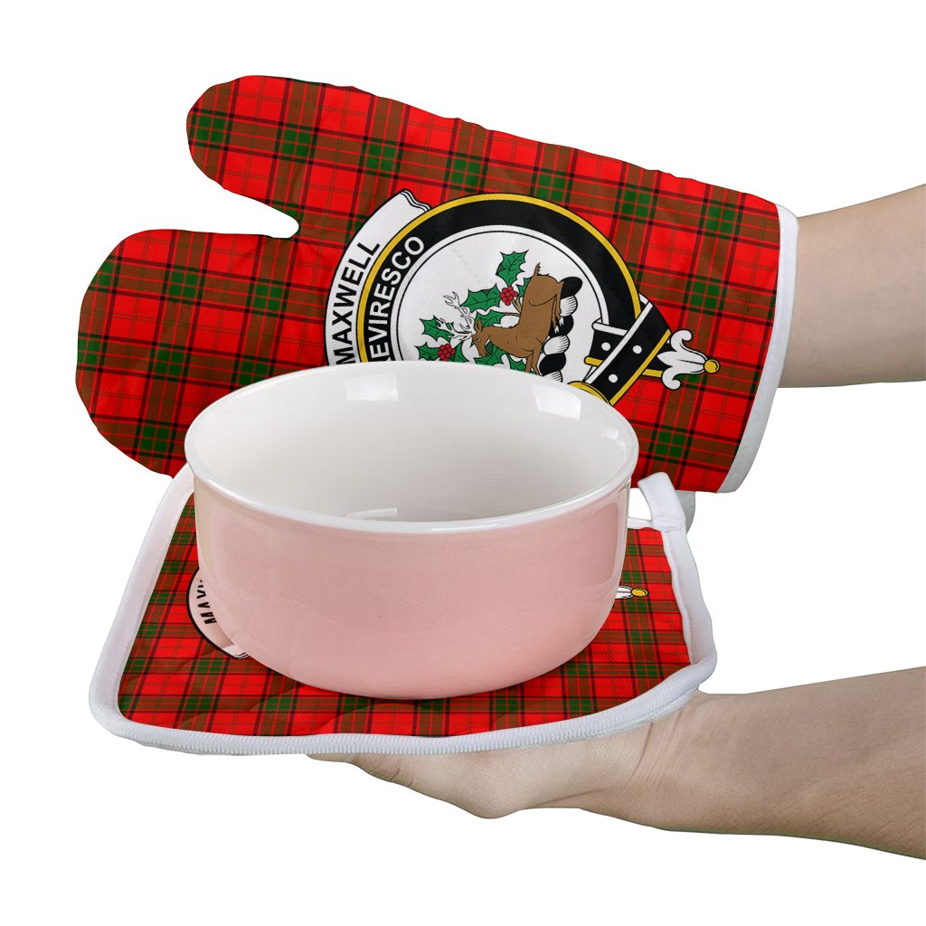 Maxwell Modern Tartan Crest Oven Mitt And Pot Holder (2 Oven Mitts + 1 Pot Holder)