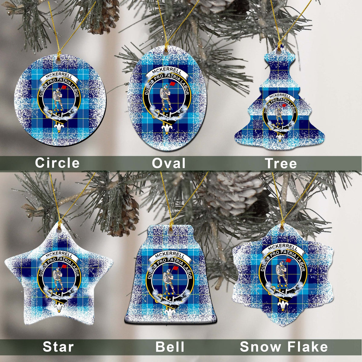 McKerrell Tartan Christmas Ceramic Ornament - Snow Style