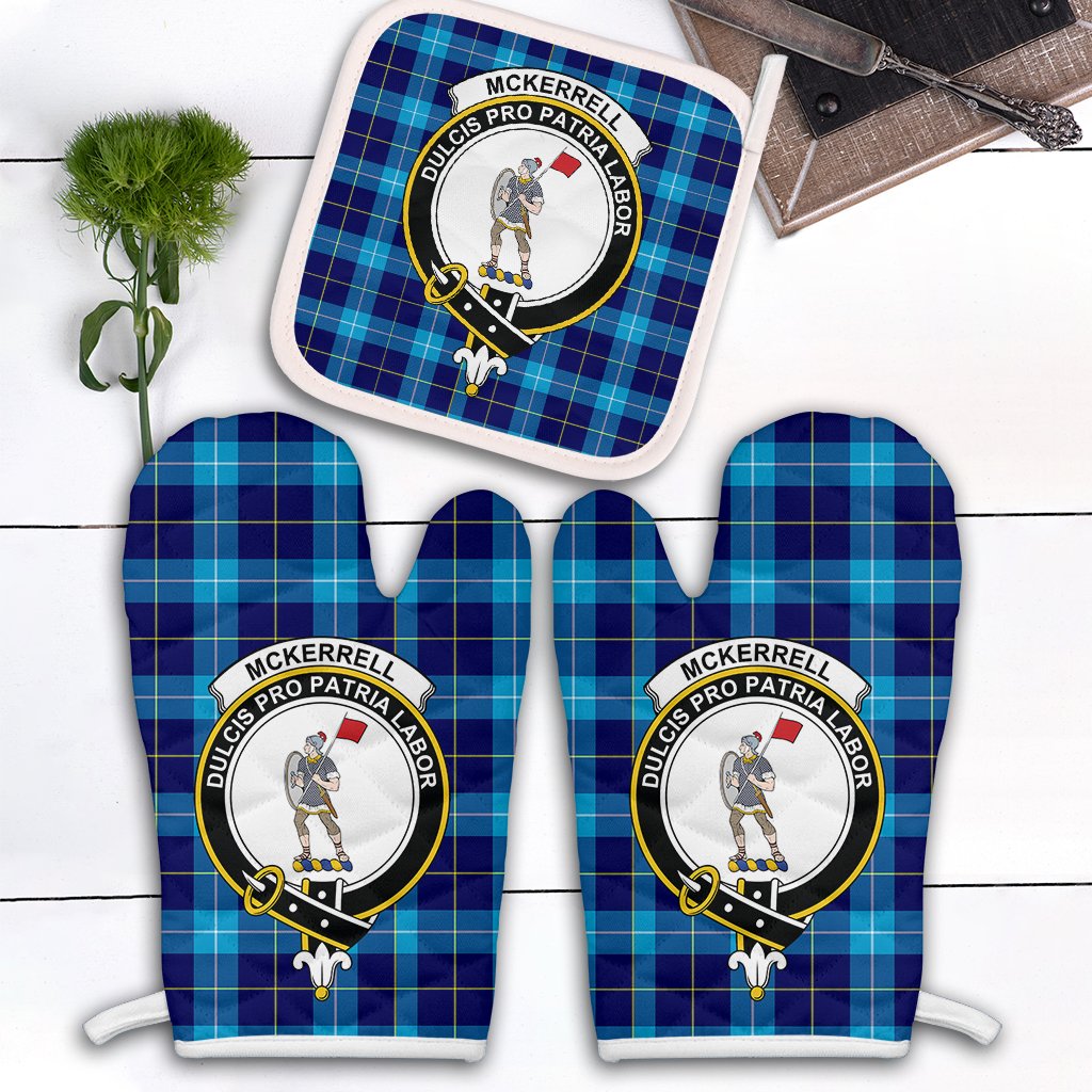 McKerrell Tartan Crest Oven Mitt And Pot Holder (2 Oven Mitts + 1 Pot Holder)