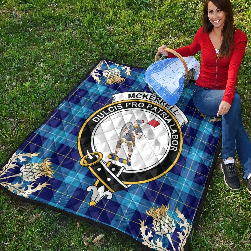 McKerrell Tartan Crest Premium Quilt - Gold Thistle Style