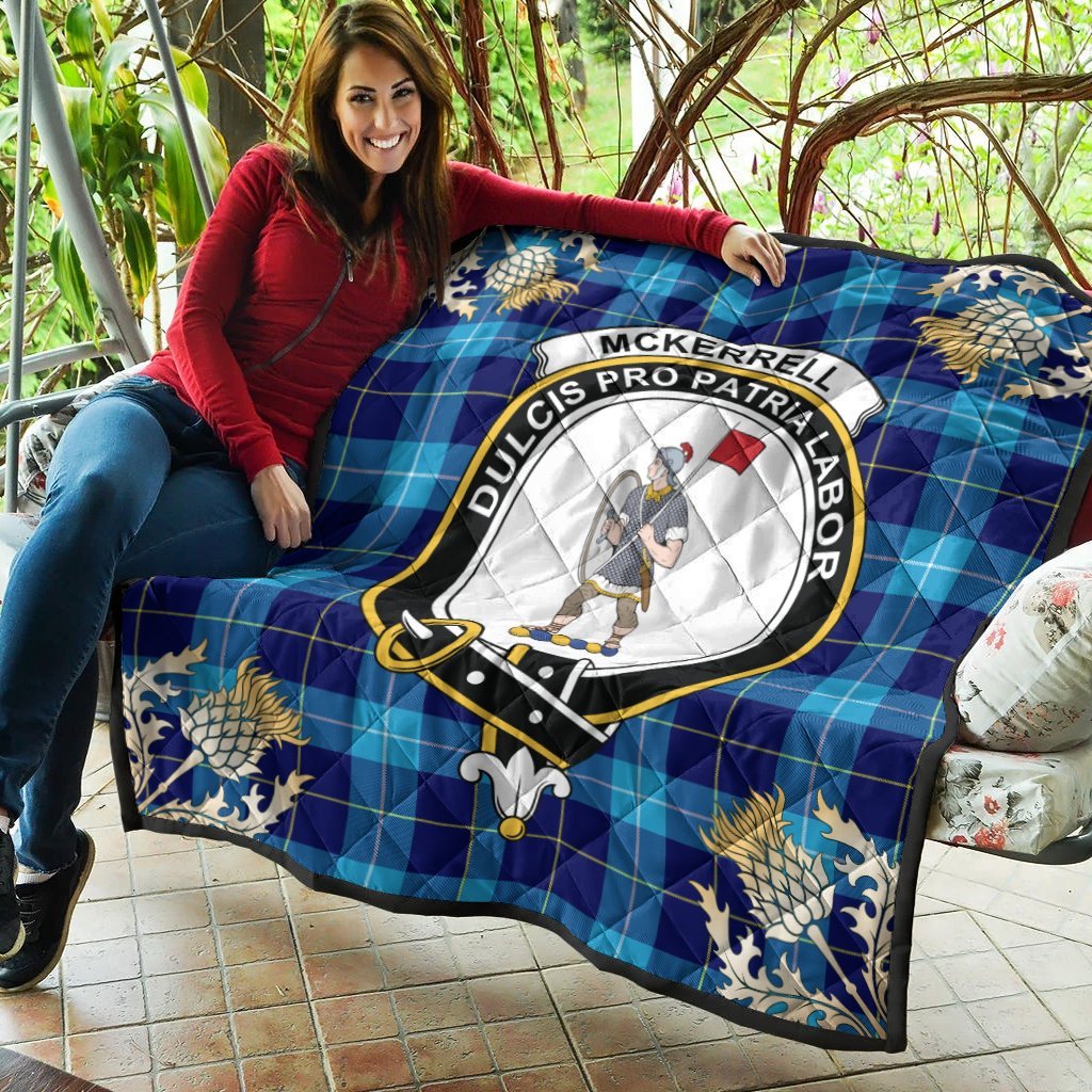 McKerrell Tartan Crest Premium Quilt - Gold Thistle Style